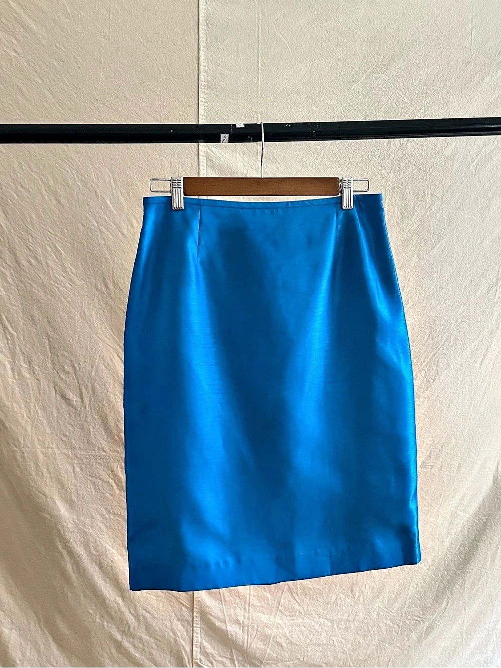 Y2K Satin-like Midi Skirt in Blue Like New Tahari